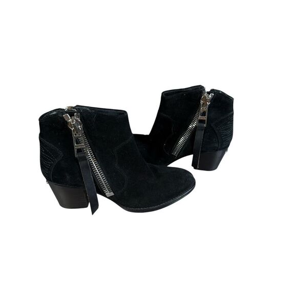 Zadig Voltaire Sz 39 Women's Molly Black Suede Stacked Heel Ankle Booties $528 - Picture 4 of 14
